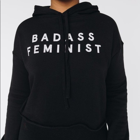 My Sister Sweaters - ✨🍂Badass Feminist Cropped Hoodie Black